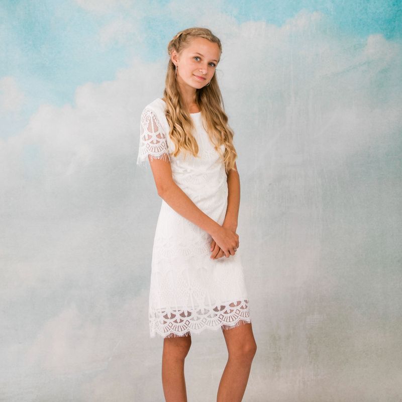 Billig konfirmand kjole på tilbud Luxux Real silk Lilly partyline
