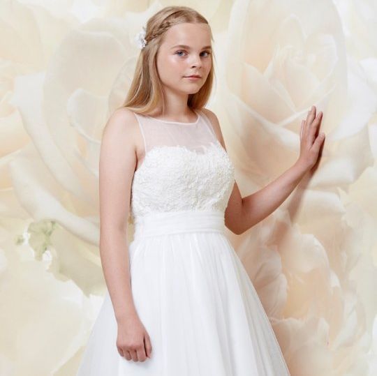 Billig konfirmand kjole på tilbud Luxux Real silk Lilly partyline